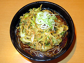 長ネギと水菜のかき揚げそば