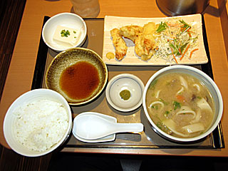 とり天とだんご汁の定食