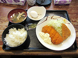 海老カツハムカツ定食