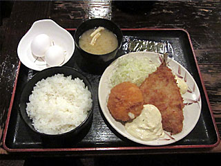 アジフライカニクリームコロッケ定食