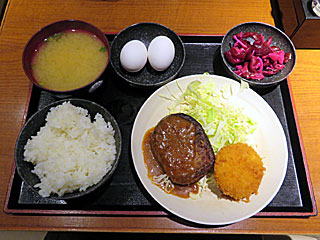 ハンバーグカニクリームコロッケ定食