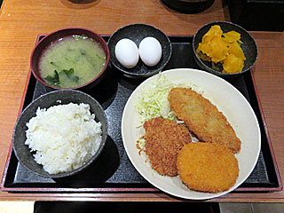 ヒレカツ白身魚フライコロッケ定食